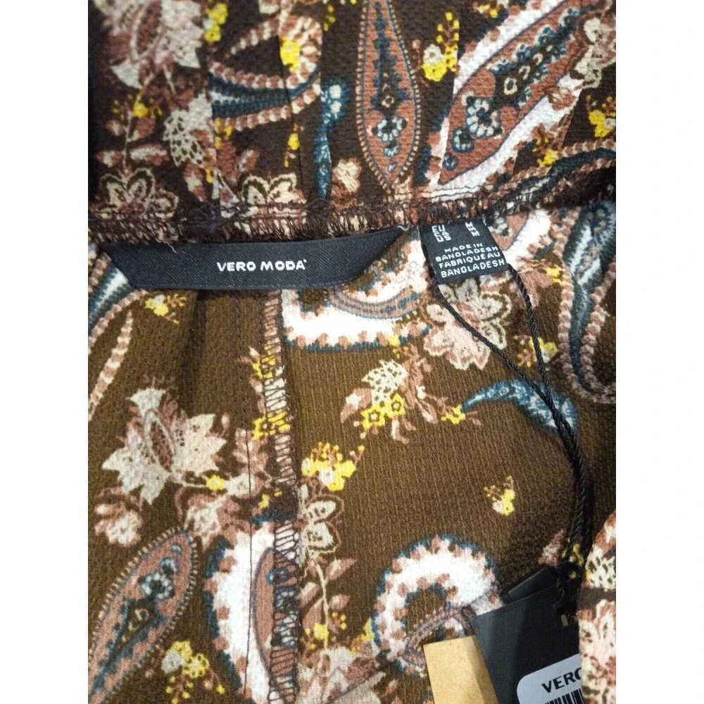 NWT Stitch Fix Vero Moda Brown Paisley Print High Waist Skater Skirt Sz Medium